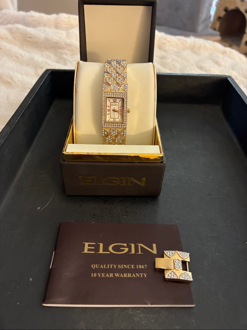 Elgin Heart Link Crystal Bracelet Watch. Beautifully made.